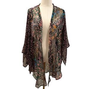 BCBGGeneration NEW Sheer Floral Kimono Duster One Size Boho Festival Flowy Beach